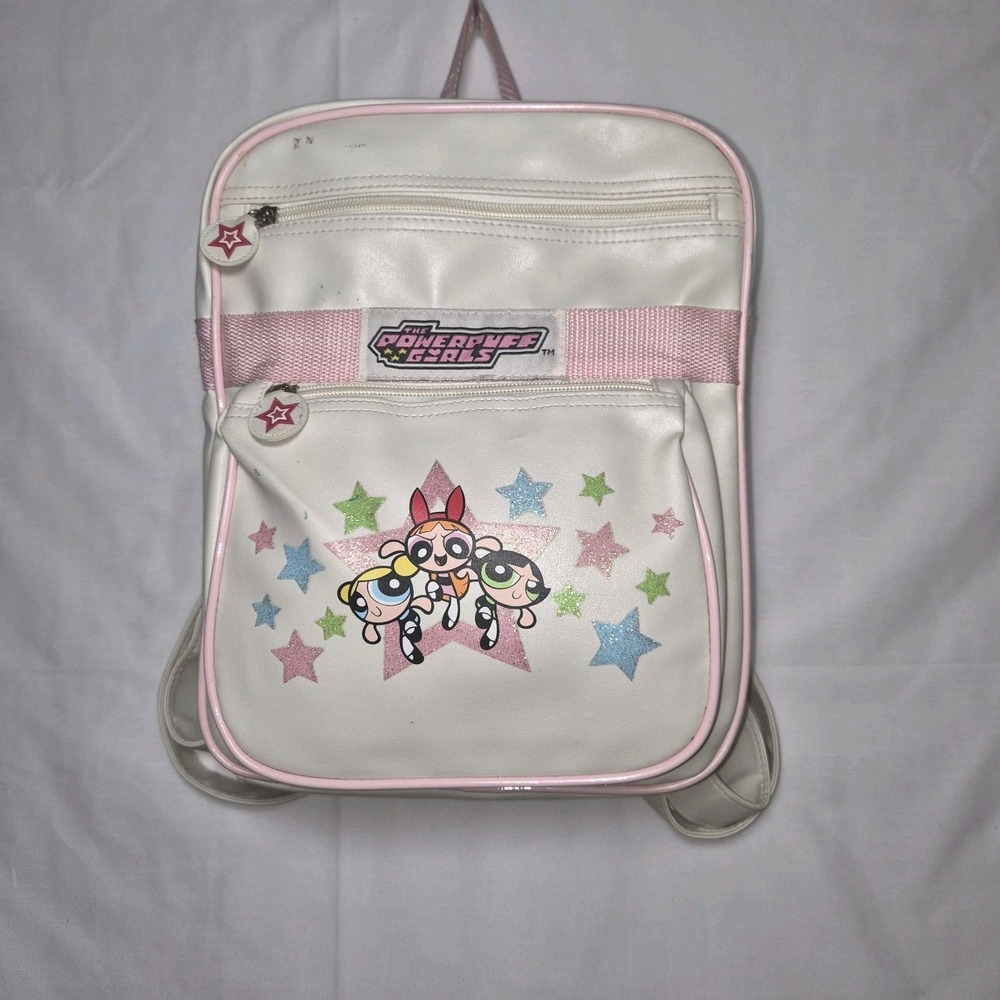 Vintage 2000 Rare Cartoon Network Powerpuff Girls Ivory Backpack‎
